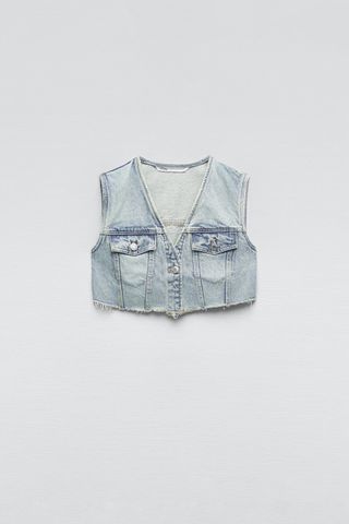 Zara + TRF Denim Crop Vest