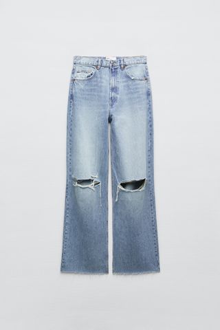 Zara + TRF Ripped Wide Leg Jeans