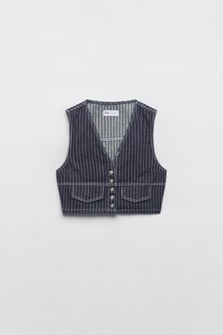 Zara + Striped TRF Denim Vest
