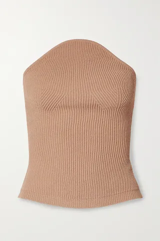 Khaite + Jericho Strapless Ribbed-Knit Top