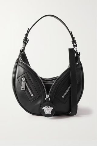 Versace + Repeat Zip-Detailed Leather Shoulder Bag