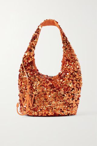 Jw Anderson + Mini Leather-Trimmed Sequined Jersey Tote