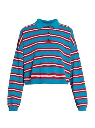 Loewe + Striped Wool-Blend Cropped Polo Sweater