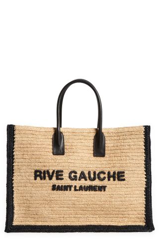 Saint Laurent + Large Rive Gauche Logo Woven Tote