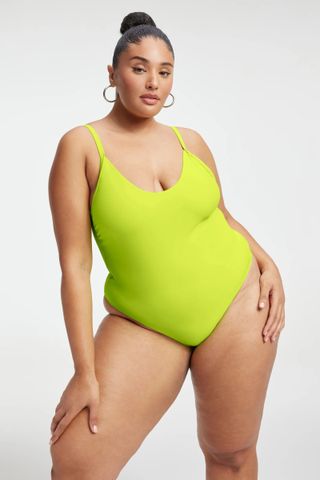 Good American + Always Sunny One-Piece Swimsuit in Electric Lime002