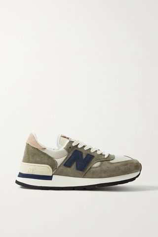 New Balance + M990v1 Suede and Mesh Sneakers