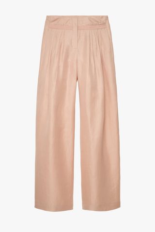 Zara + Linen-Blend Pleated Pants