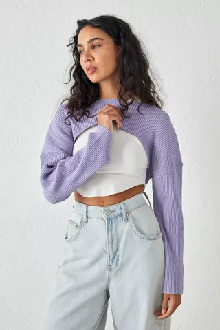 Urban Outfitters + UO Ribbed Knit Shrug Sweater
