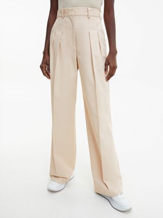 Calvin Klein + Wide Leg Recycled Twill Trousers