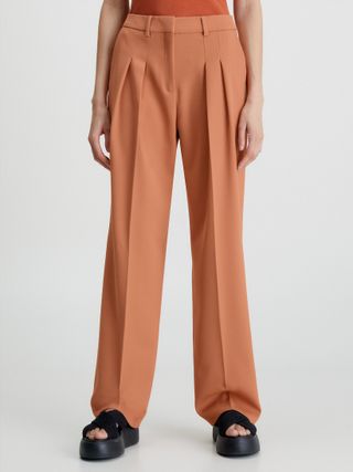 Calvin Klein + Wool Twill Pleated Trousers