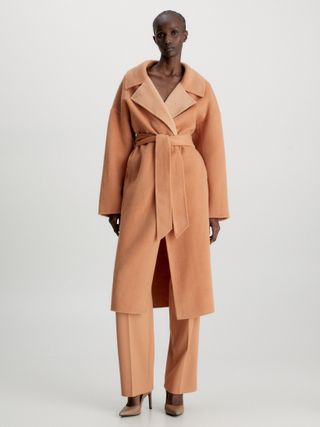 Calvin Klein + Oversized Wool Wrap Coat