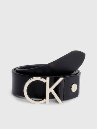 Calvin Klein + Leather Logo Belt
