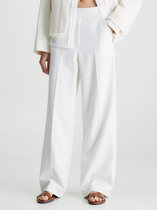 Calvin Klein + Relaxed Wide Leg Crepe Trousers