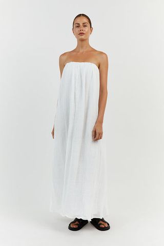 Dissh + Nicol White Strapless Midi Dress