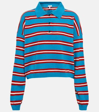 Loewe + Striped Wool Polo Cropped Sweater