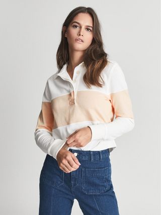 Reiss + Striped Cropped Jersey Rugby Shirt