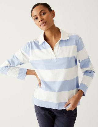 Marks & Spencer + Pure Cotton Striped Rugby Top