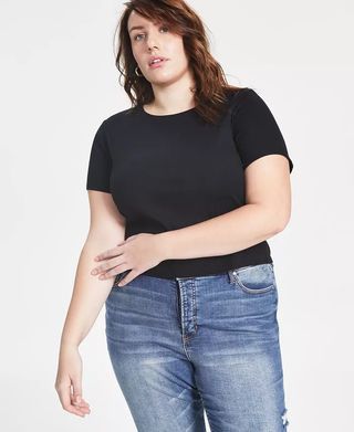 And Now This + Trendy Plus Size Ribbed T-Shirt