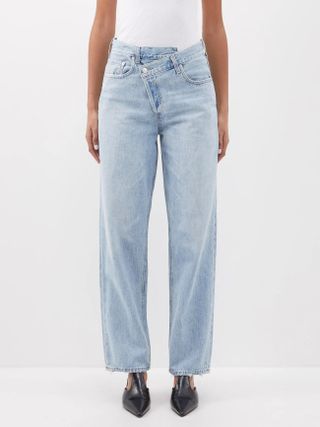 Agolde + Crossover-Button Straight-Leg Jeans