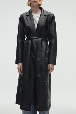 Zara + Faux Leather Trench Coat