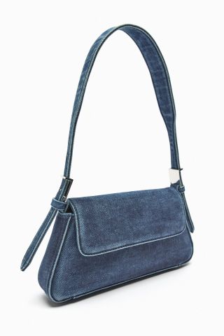 Zara + Denim Shoulder Bag With Flap