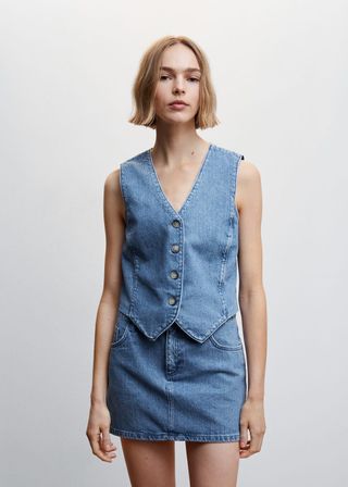 Mango + Denim Vest With Seams