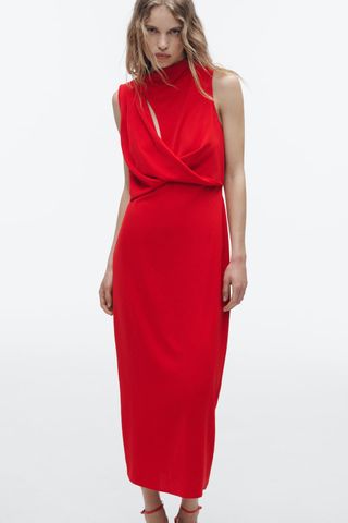 Zara + Draped Midi Dress