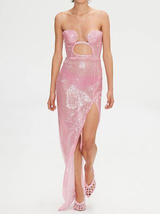 Nensi Dojaka + Sequin Embellished Cutout Gown