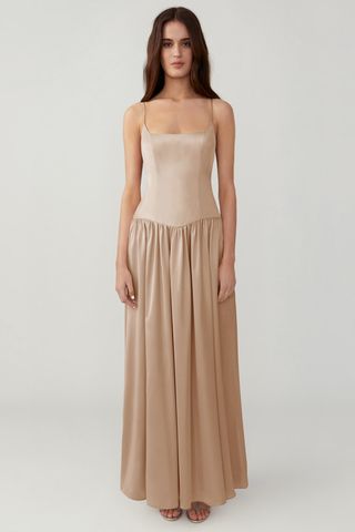 Fame 
Partners + Gathered Drop Waist Gown