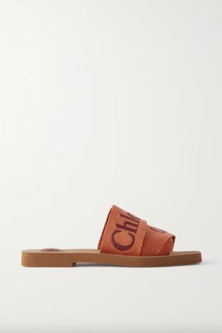 Chloé + + Net Sustain Woody Embroidered Canvas Slides