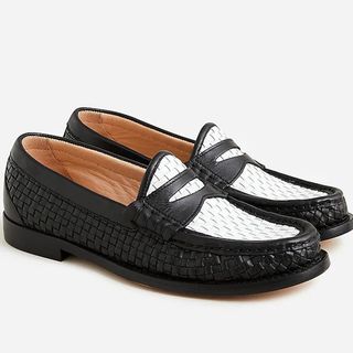 J.Crew + Winona Penny Loafers in Woven Italian Leather