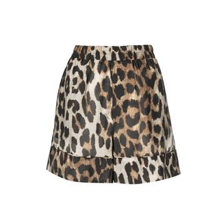 Ganni + Leopard-Print Elasticated-Waist Shorts