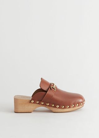 & Other Stories + Studded Leather Wooden Deco Clogs