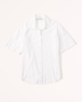 Abercrombie & Fitch + Oversized Short-Sleeve Linen-Blend Shirt