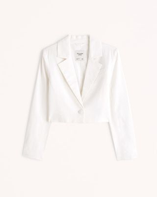 Abercrombie & Fitch + Cropped Linen-Blend Blazer
