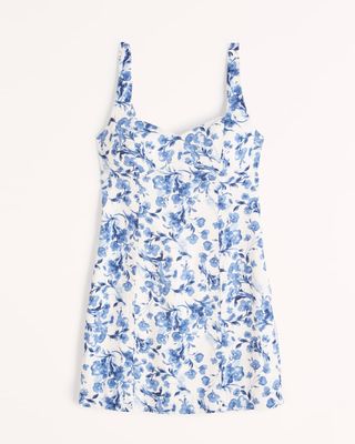 Abercrombie & Fitch + Corset Seamed Linen-Blend Mini Dress