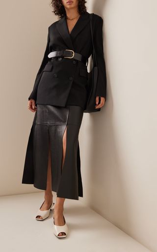 By Malene Birger + Lunes Leather Midi Skirt