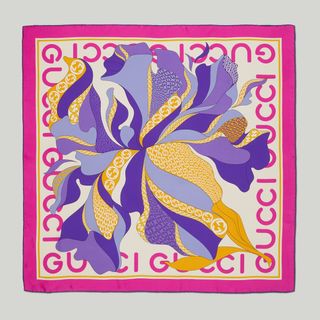 Gucci + Maxi Flower Print Silk Scarf