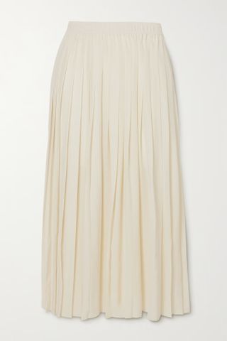 Loulou Studio + Nanao Pleated Silk-Crepe Midi Skirt