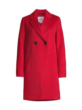 Sam Edelman + Wool Blend Double-Breasted Cutaway Coat