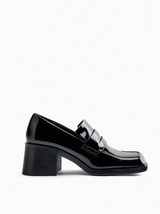 Zara + Faux Patent Heeled Loafers