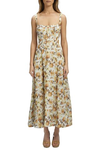 Bardot + Lilah Floral Corset Midi Dress