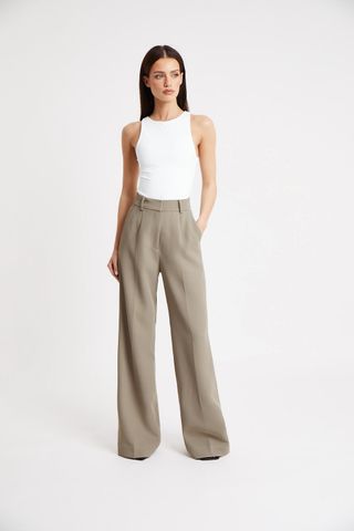 Because of Alice + Relaxed Straight Leg Trousers - Oak