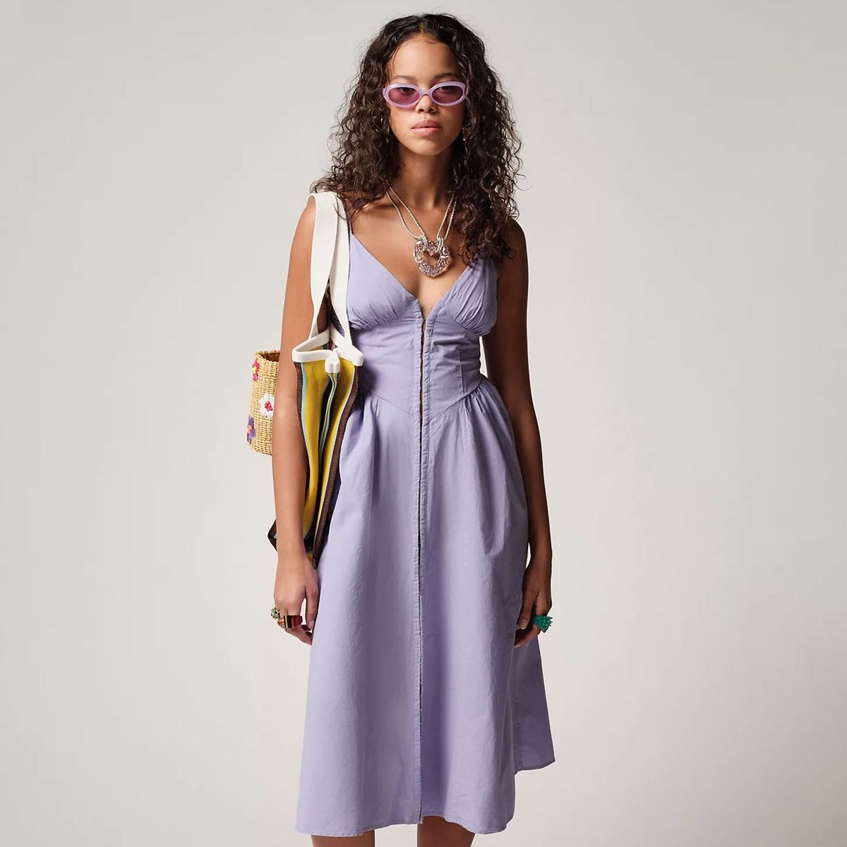 Ciara Miller's Grey Floral Bustier Dress