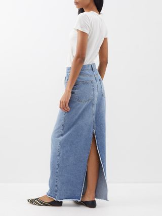 Raey + Split-Back Organic-Cotton Denim Maxi Skirt
