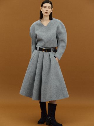 Source Unknown + Box Pleated Skirt in Grey Melange