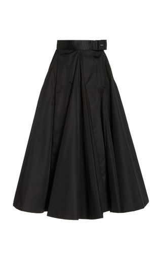 Prada + Belted Nylon Gabardine A-Line Midi Skirt