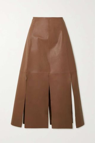 By Malene Birger + Lunes Paneled Leather Midi Skirt