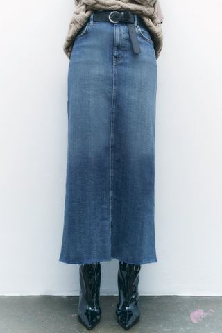 Zara + The Stretch Denim Pencil Skirt
