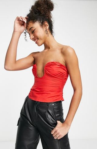 ASOS Design + Ruched Strapless Corset Top